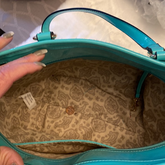 Simply Noelle teal Patent leather handbag- like new - Picture 4 of 6